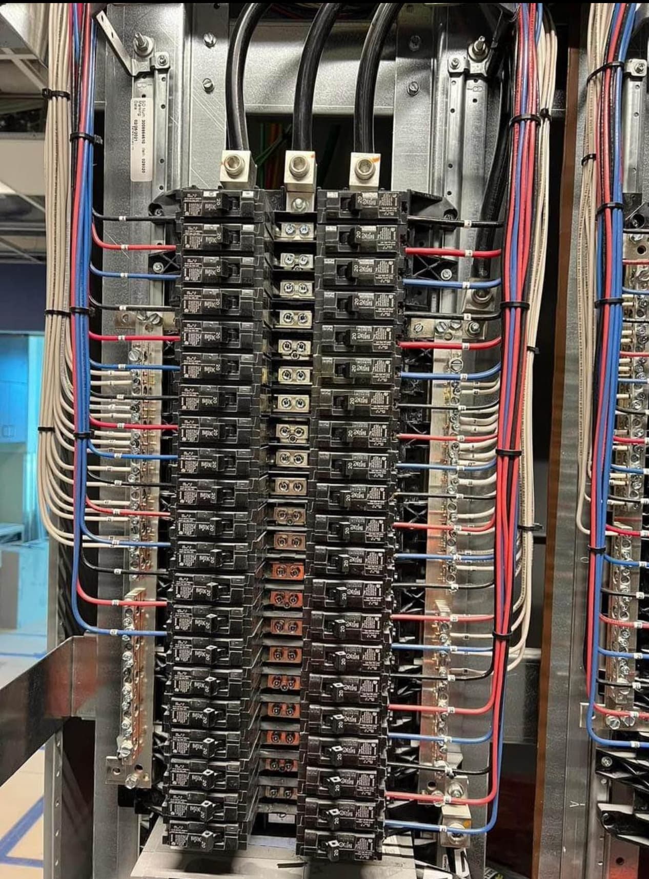 Commercial Distribution Panel - Multi-circuit panel build-out, dressed and labeled, inspection-ready